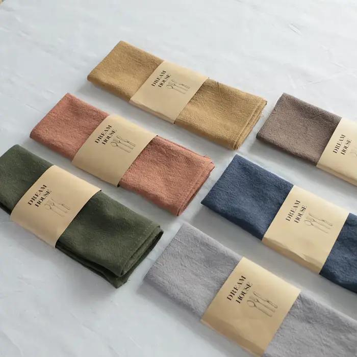 Serviettes en tissu coloré épais en coton et lin