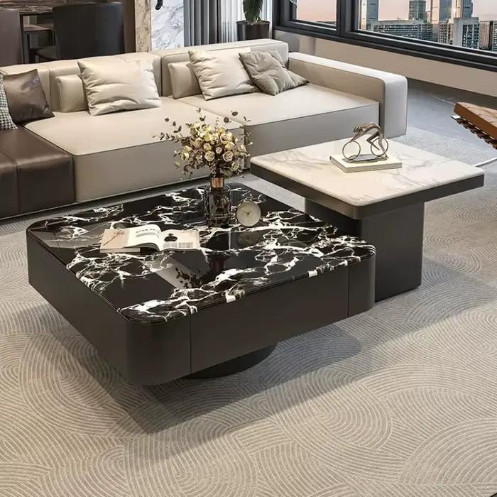 Table basse moderne pour salon, décoration de luxe italienne, table basse en cristal, bois massif, meubles de salon