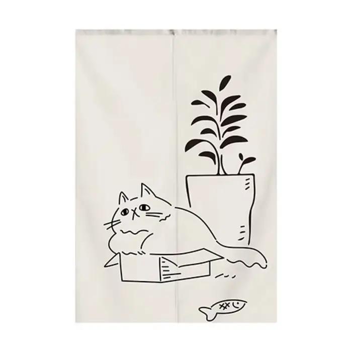Rideau chaud de style japonais à motif chat VIKAMA