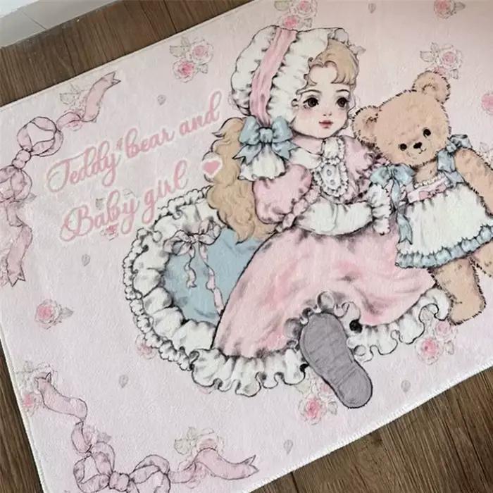Tapis doux en cachemire de dessin animé pour fille
