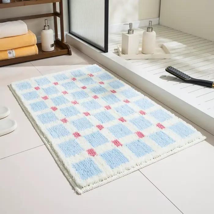 Tapis VIKAMA à carreaux bleus