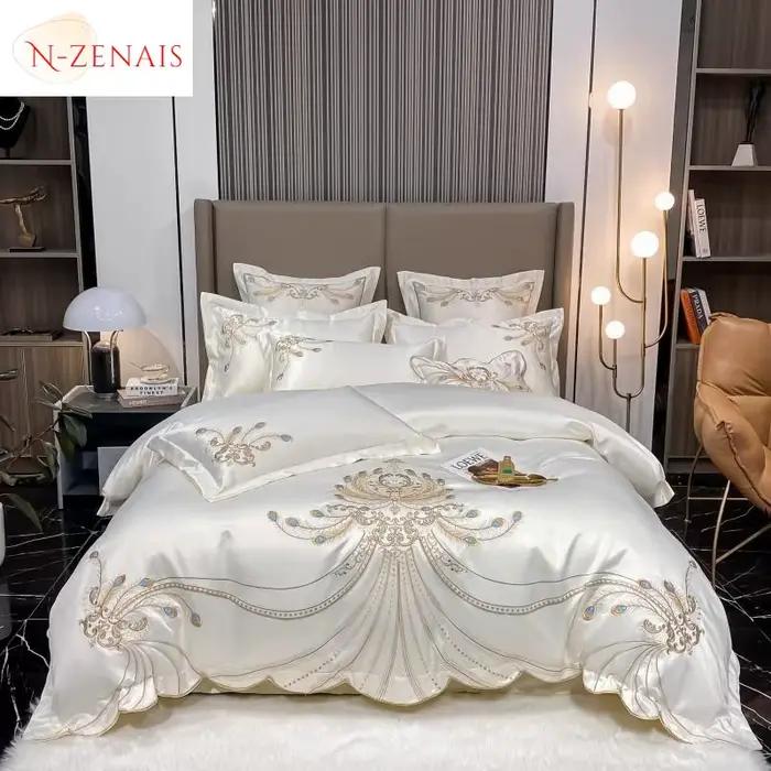 4/6 pièces blanc gris satin or broderie luxe