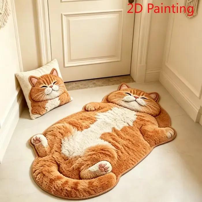 Tapis en forme de chat orange paresseux