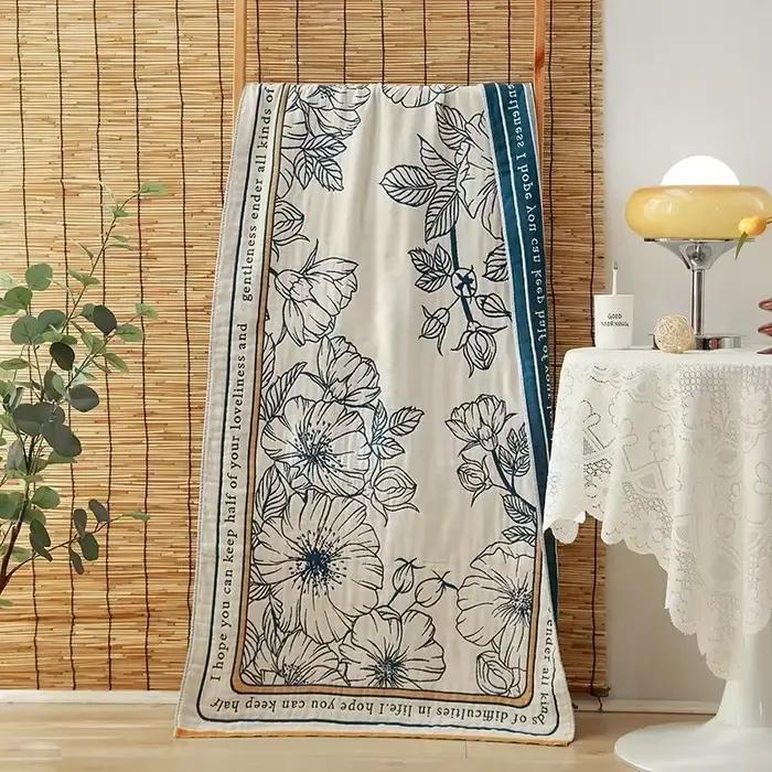 Serviette de bain en coton imprimé tulipe de dessin animé pour hommes et femmes