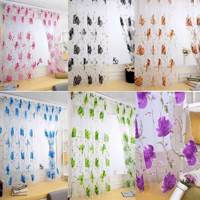 Rideaux en Tulle à fleurs pour salon