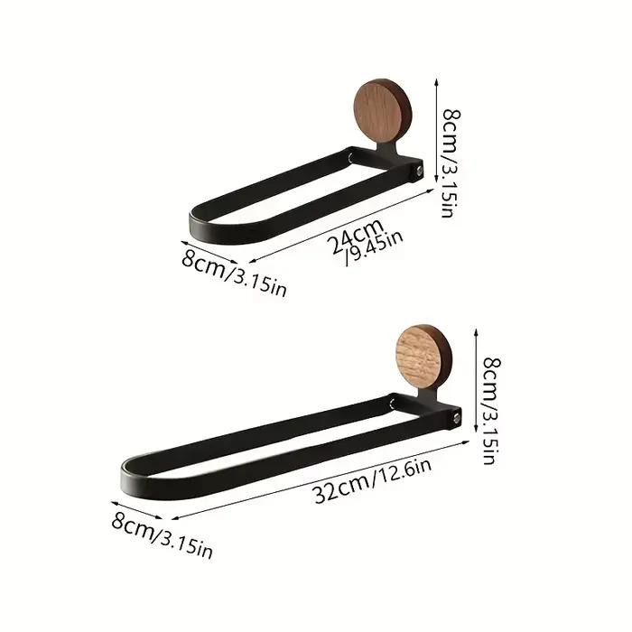 Porte-serviettes de salle de bain en bois massif, barre pliable sans perçage pour support mural de douche et d'évier, design durable et élégant, porte-serviettes
