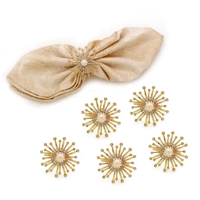 Lot de 100 porte-serviettes en métal en forme de fleur pour mariages