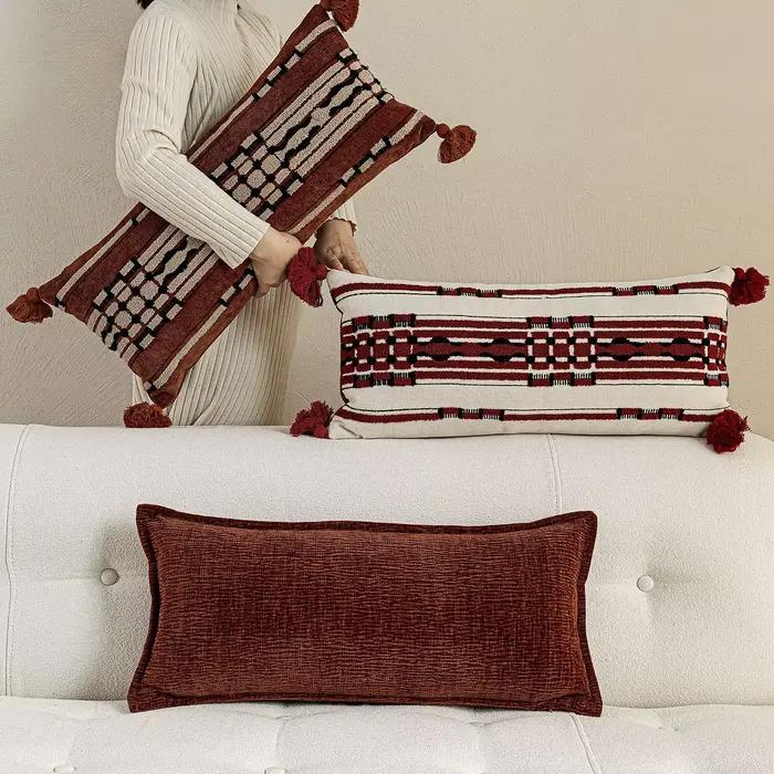 Housse de coussin lombaire ethnique marocaine 30x65cm