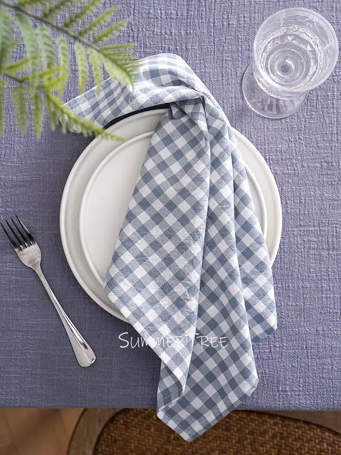 Serviette de table en coton à carreaux 42x42cm