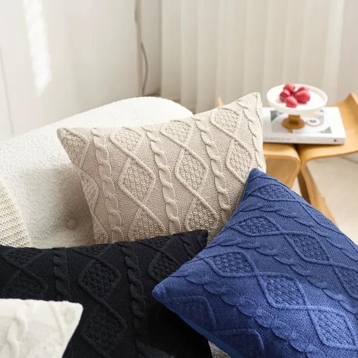 Housse de coussin tricotée unie 2 pièces