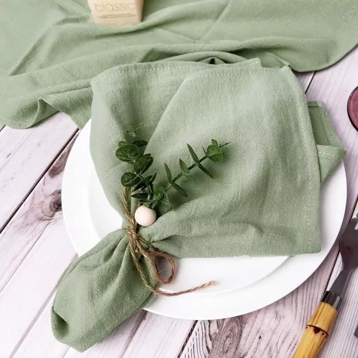 Serviettes en tissu vert sauge 40x40cm