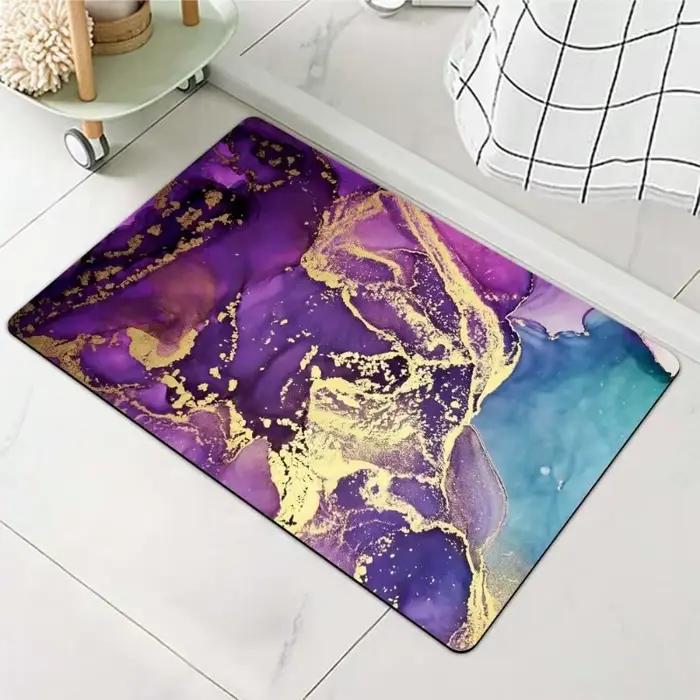 Tapis de luxe moderne en feuille de veine d'or de marbre