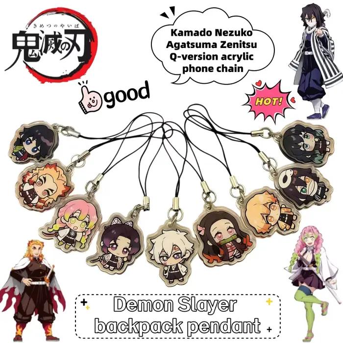 Nouvelle Chaîne de Téléphone en Acrylique Q-Version Demon Slayer Kamado Nezuko Agatsuma Zenitsu, Pendentif de Sac à Dos Créatif et Mignon de Grande Valeur