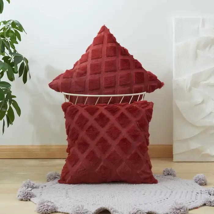Juste de coussin en peluche diamant pour la décoration de la maison