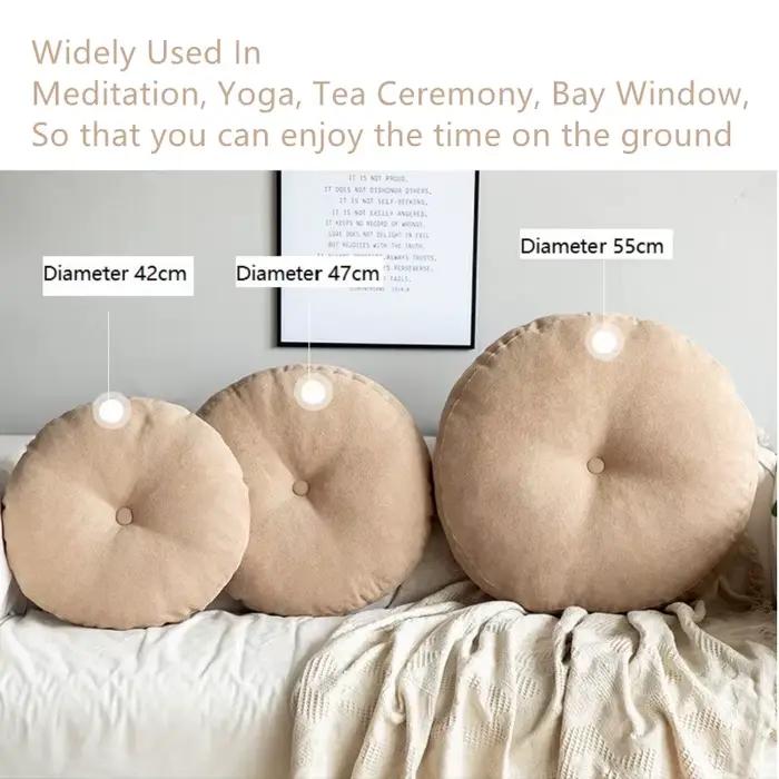 Grand coussin de sol rond et moelleux pour méditation et yoga