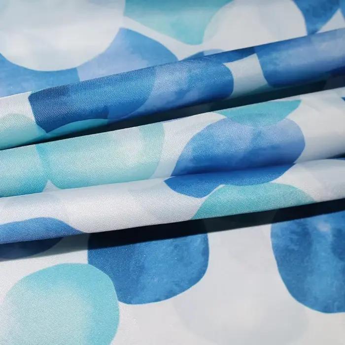 Rideaux de douche 180 cm bleu et blanc à imprimé floral pour salle de bain