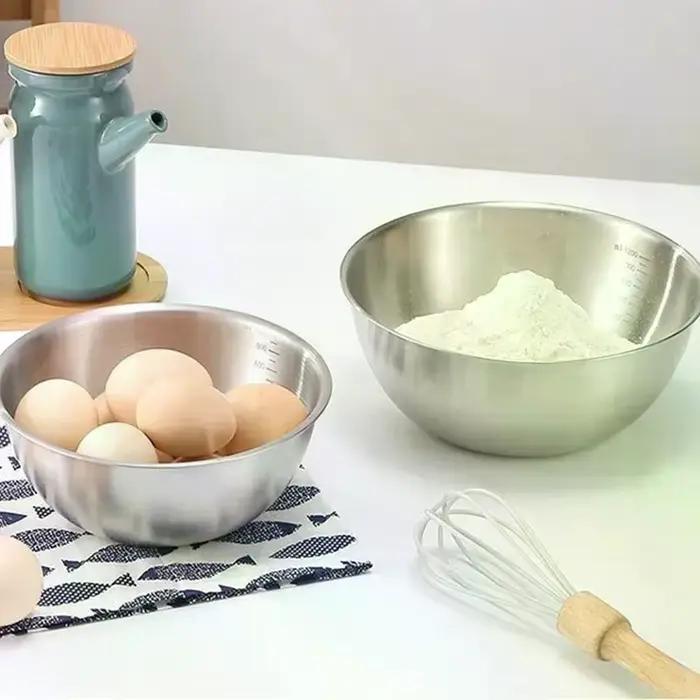 Ensemble de bols en acier inoxydable avec échelle graduée, pour la cuisson, la pâtisserie, le stockage des aliments, bols de mélange de grande capacité, essentiels pour la cuisine à domicile, 1 pièce