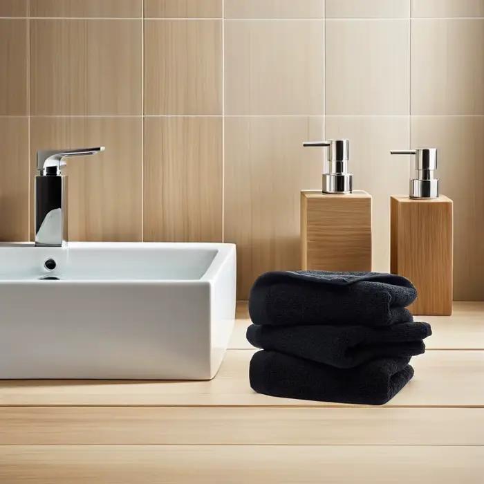 Serviette de toilette noire en coton