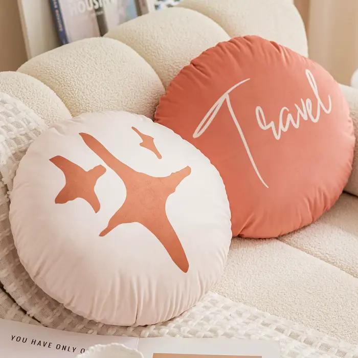 Housse de coussin ronde en velours hollandais