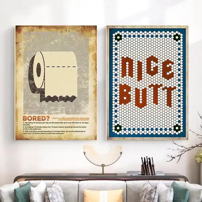 Affiches de salle de bain amusantes, toilettes ennuyeuses, douche, squelette, imprimés modernes, peinture sur toile, images murales, décor de salon de maison