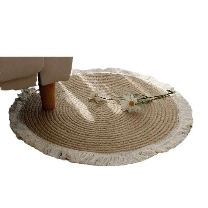 Tapis à pampilles scandinave tissé à la main