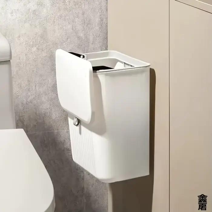 Poubelle murale blanche pour cuisine, gain de place et nettoyage facile - Plastique durable, rangement multifonctionnel pour déchets