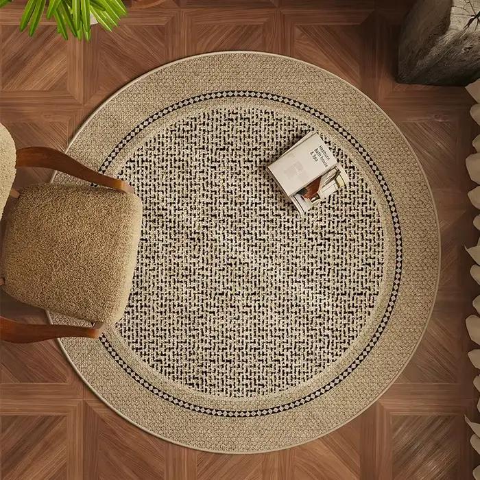 Tapis rond beige clair à texture de points subtils