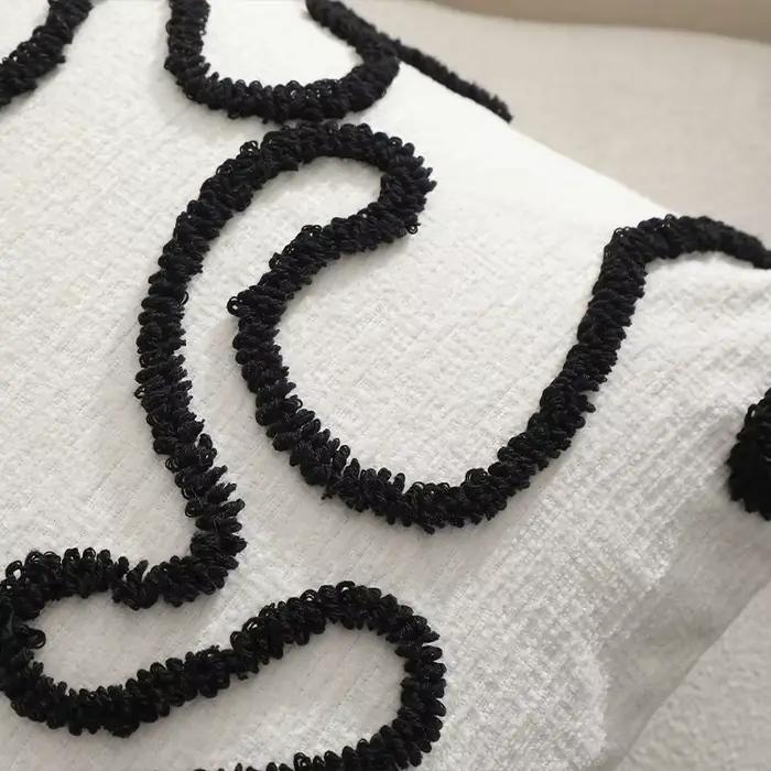 Housse de coussin géométrique Simple ligne Chenille 45x45cm