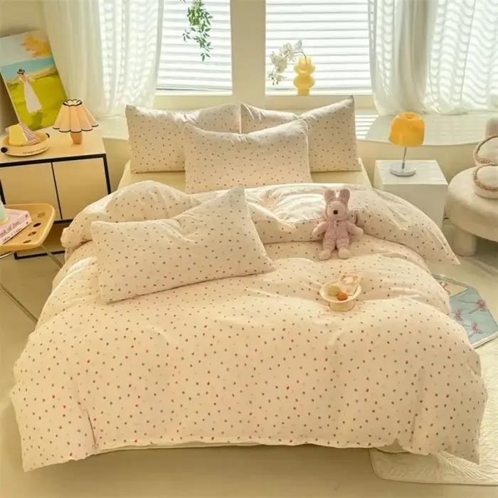 Parures de lit style floral en coton lavé doux pour lit simple/grand/king size