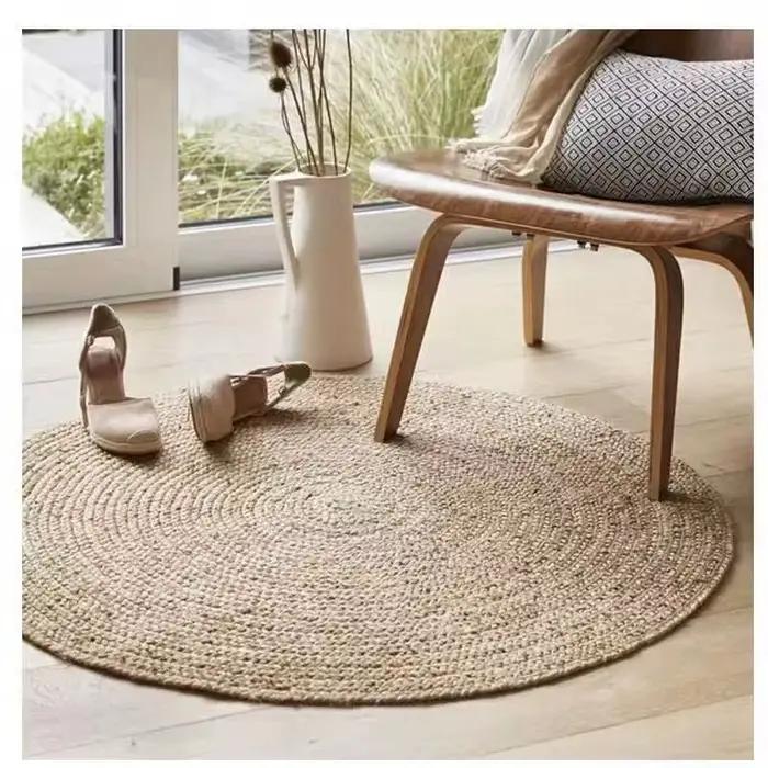 Petit tapis tissé à la main en jonc naturel