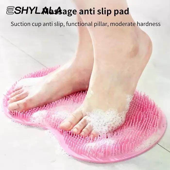 Tapis de douche exfoliant antidérapant mural pour le dos et les pieds
