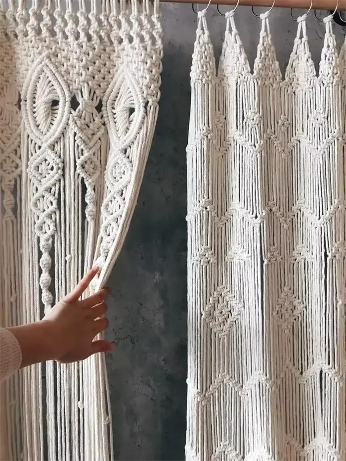 Rideau en macramé tissé à la main