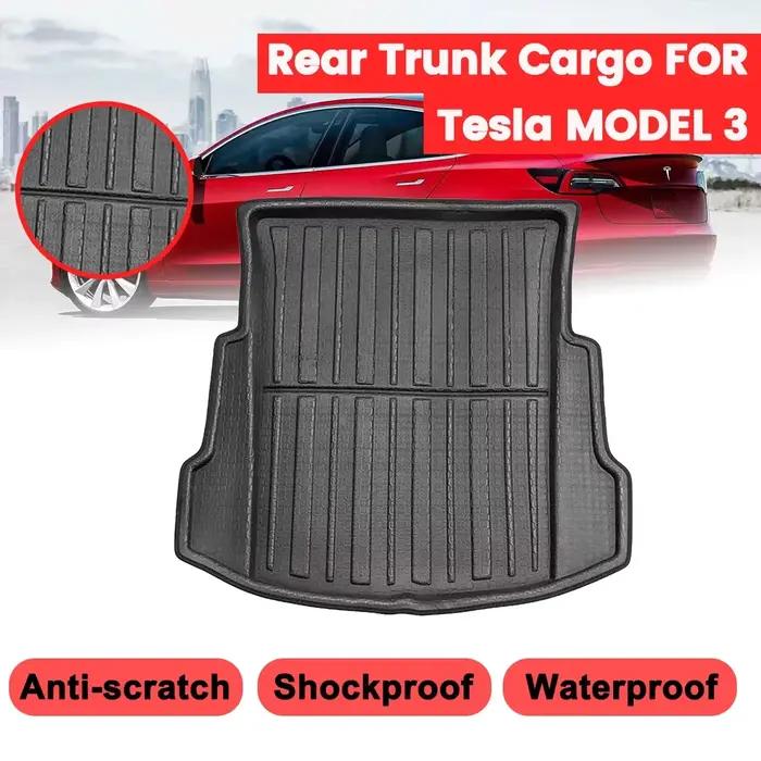 Tapis de sol couverture de coffre arrière tapis mat tapis de sol boue antidérapant Anti-poussière imperméable doublure de chargement de voiture plateau de coffre pour Tesla modèle 3