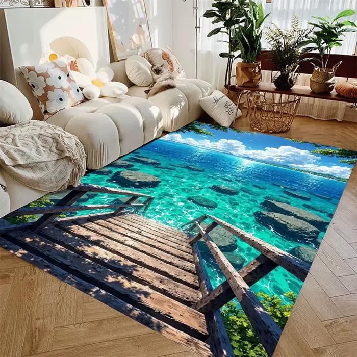 Tapis imprimé représentant un monde sous-marin