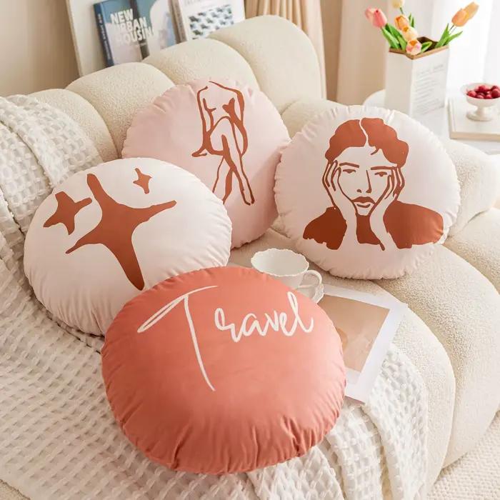 Housse de coussin ronde en velours hollandais