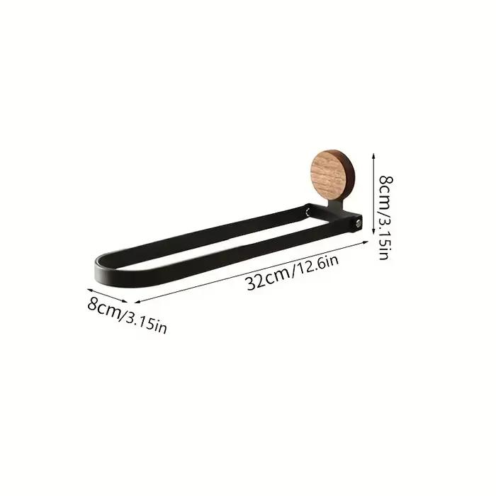 Porte-serviettes de salle de bain en bois massif, barre pliable sans perçage pour support mural de douche et d'évier, design durable et élégant, porte-serviettes
