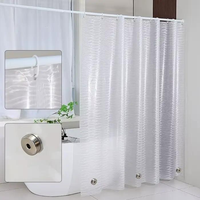Rideaux de douche transparents à motif géométrique ondulé
