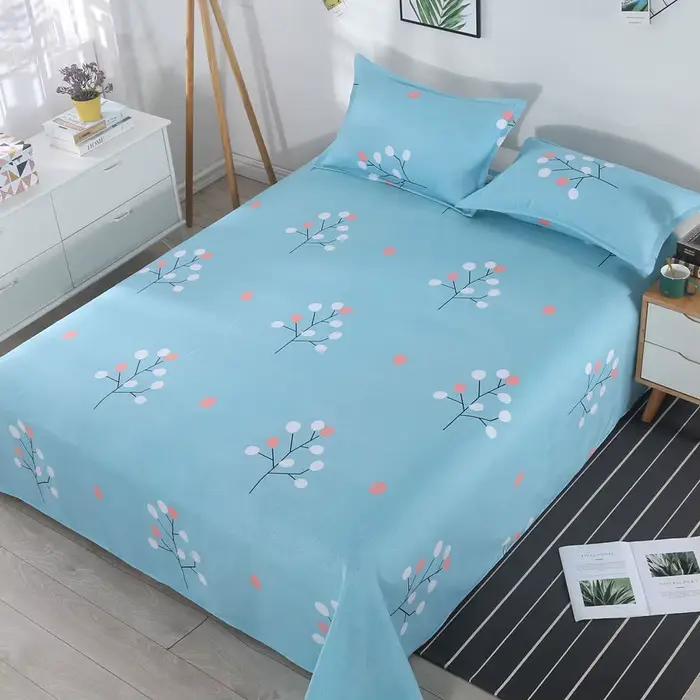 Parure de lit en coton avec taies d'oreiller, drap plat, textile de maison, literie de chambre, amoureux, 3 pièces par ensemble