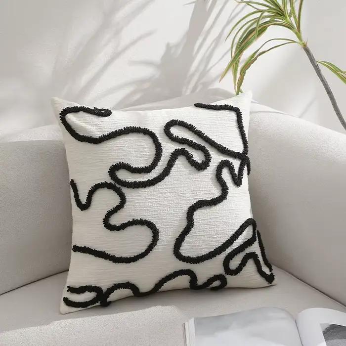 Housse de coussin géométrique Simple ligne Chenille 45x45cm