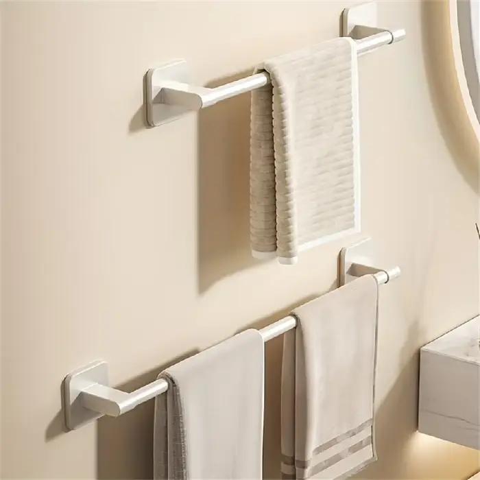 1 barre porte-serviettes murale blanche non perforée pour salle de bain