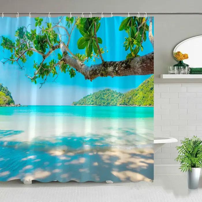 Rideau de douche extérieur paysage hawaïen