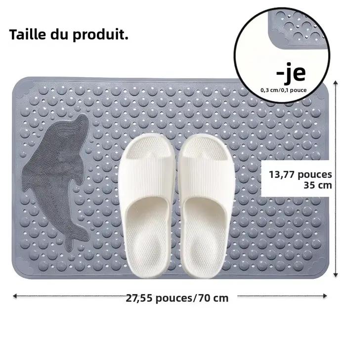 Tapis de douche rectangulaire antidérapant