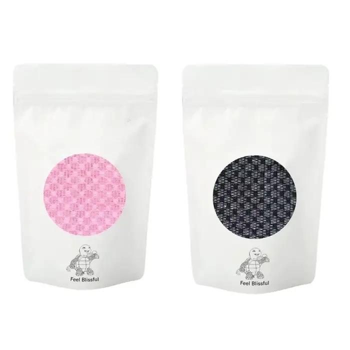 Serviette de douche exfoliante double face