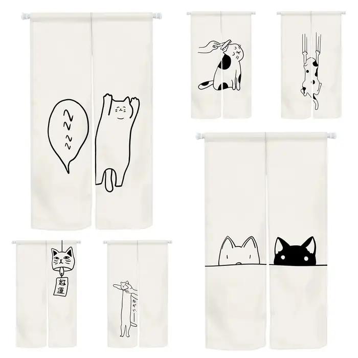 Le rideau de porte de style japonais Cartoon Cat convient aux cuisines