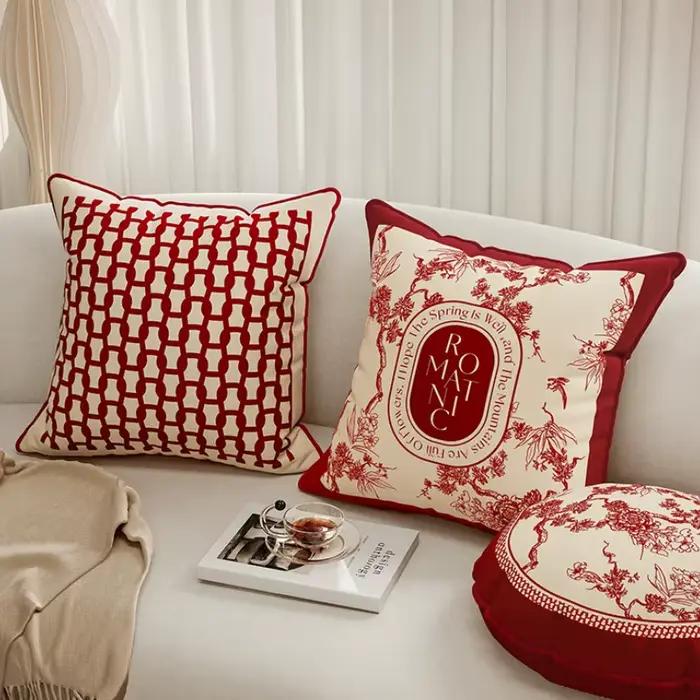 Juste de coussin en velours noir ivoire rétro