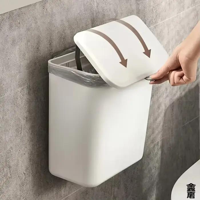 Poubelle murale blanche pour cuisine, gain de place et nettoyage facile - Plastique durable, rangement multifonctionnel pour déchets