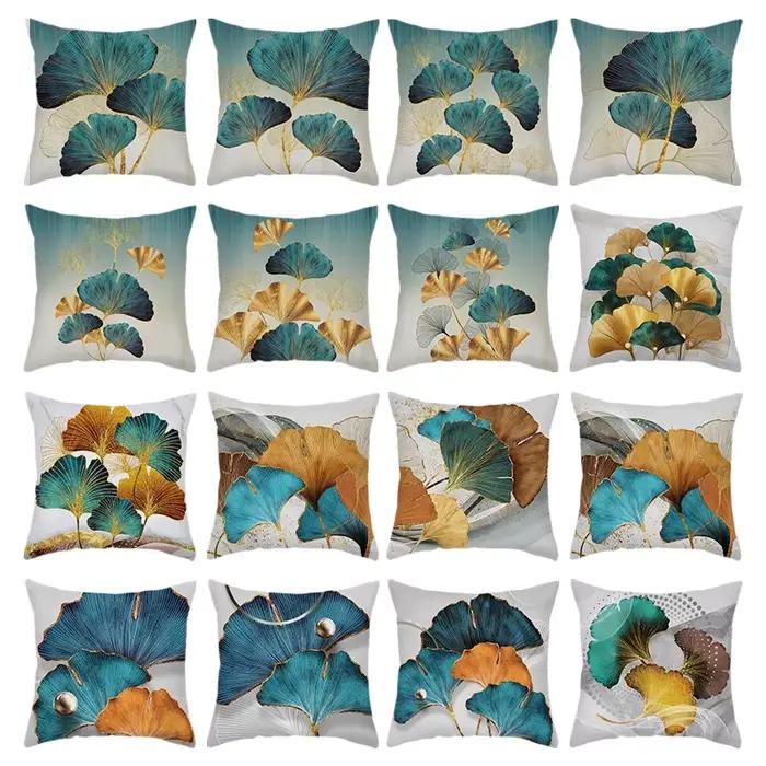 Ins – housse de coussin plante géométrique dorée