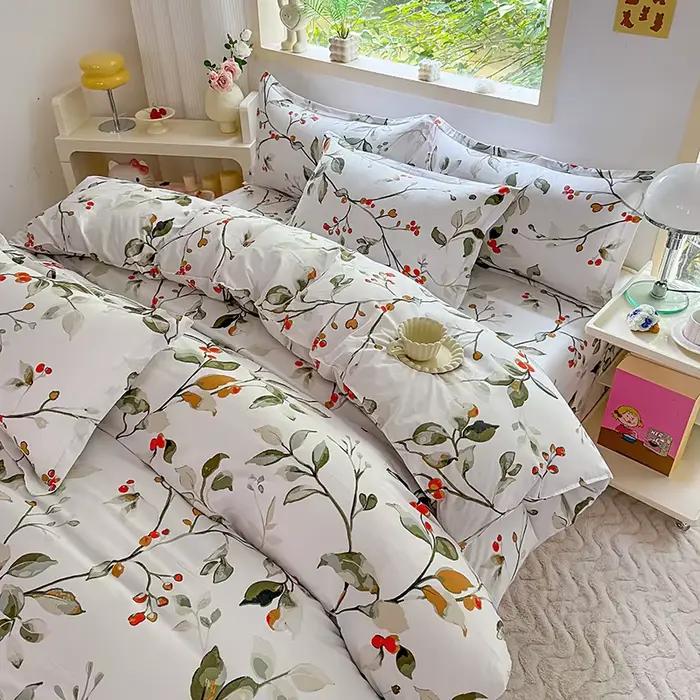 Housse de couette à imprimé Floral blanc