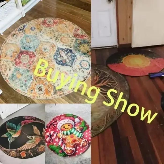 Tapis de sol rond à motif de girafe et de cerf Sika