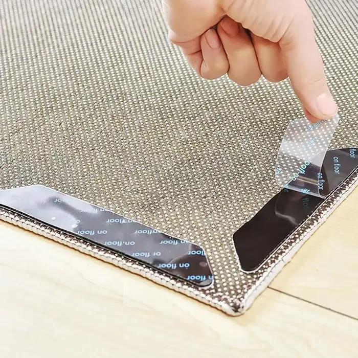 Autocollant antidérapant pour tapis, réutilisable, lavable, Anti-bouclage, autocollants fixes, tapis de sol, bande de poignée, coussin d'angle, 96/8 pièces